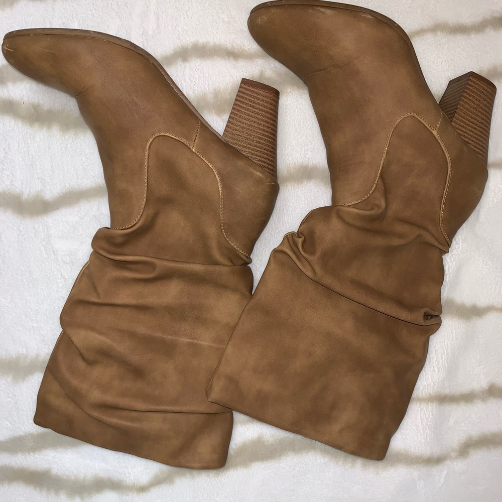 brown high boots